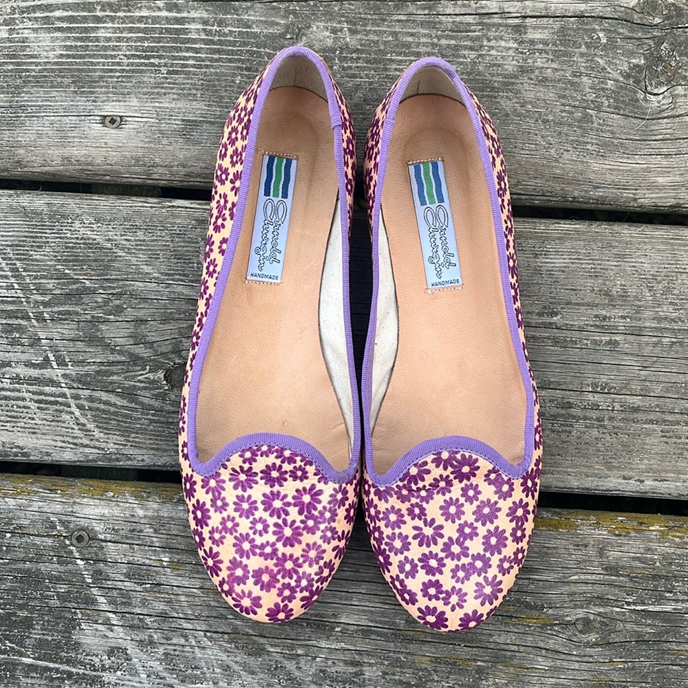 Vintage Handmade Arnold Churgin Floral Daisy  Flats size 37